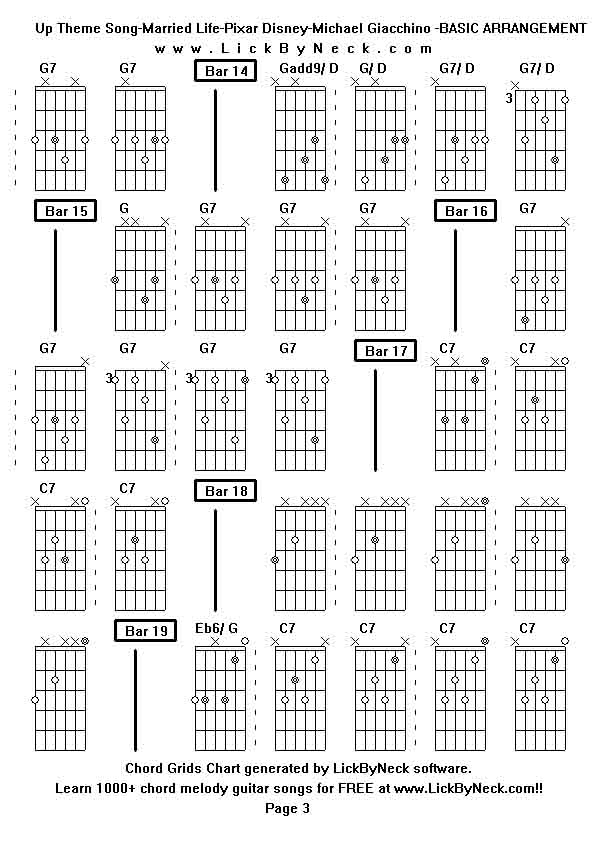 Chord Grids Chart of chord melody fingerstyle guitar song-Up Theme Song-Married Life-Pixar Disney-Michael Giacchino -BASIC ARRANGEMENT,generated by LickByNeck software.